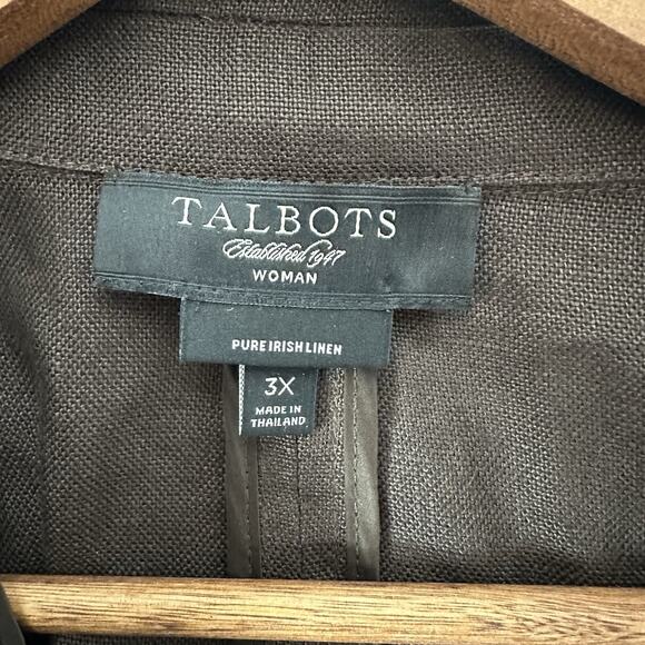 Talbots Jacket Womens 3X Brown Irish Linen Flowy Minimalist Lagenlook Boxy - Picture 5 of 9